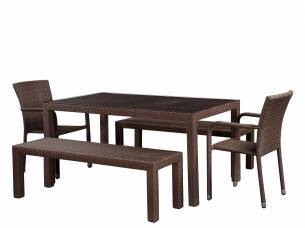 Обеденный комплект мебели 150*90 YALTA/LAGUNE CLASSIC brown с 2-мя скамьями YALTA brown